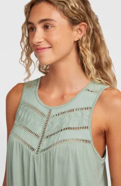 Femme O'Neill T-Shirts Et Tops|Protection Anti-Uv-FemmesDébardeur à broderie Essentials Tokeena| Vert