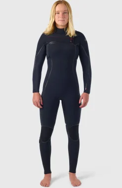 Femme O'Neill Combinaisons|Protection Anti-Uv-FemmesHyperfreak Fire 4/3mm+ Chest Zip Full Wetsuit| Noire