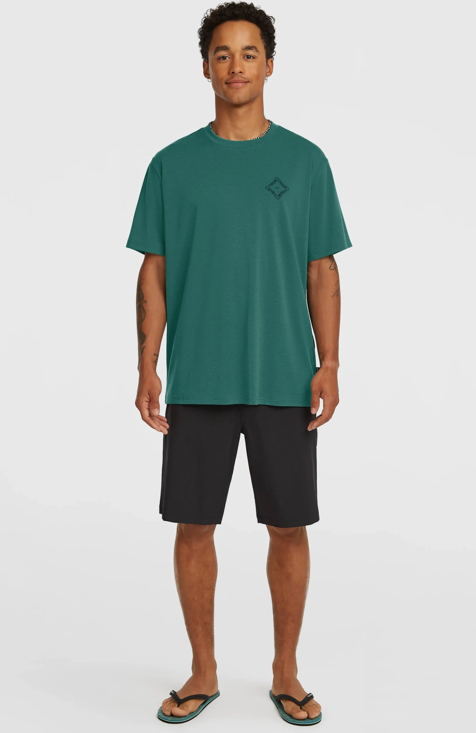 Homme O'Neill T-Shirts|Protection Anti-Uv-HommesT-shirt Hybrid Polygiene Back-Print| Vert