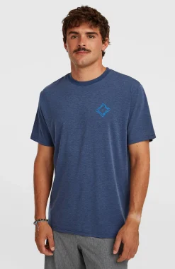 Homme O'Neill T-Shirts|Protection Anti-Uv-HommesT-shirt Hybrid Polygiene Back-Print| Bleu