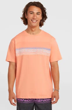 Homme O'Neill T-Shirts|Protection Anti-Uv-HommesT-shirt Logo Stripe| Orange