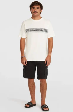Homme O'Neill T-Shirts|Protection Anti-Uv-HommesT-shirt Logo Stripe| Blanc