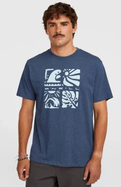 Homme O'Neill T-Shirts|Protection Anti-Uv-HommesT-shirt Melange Front-Print| Bleu