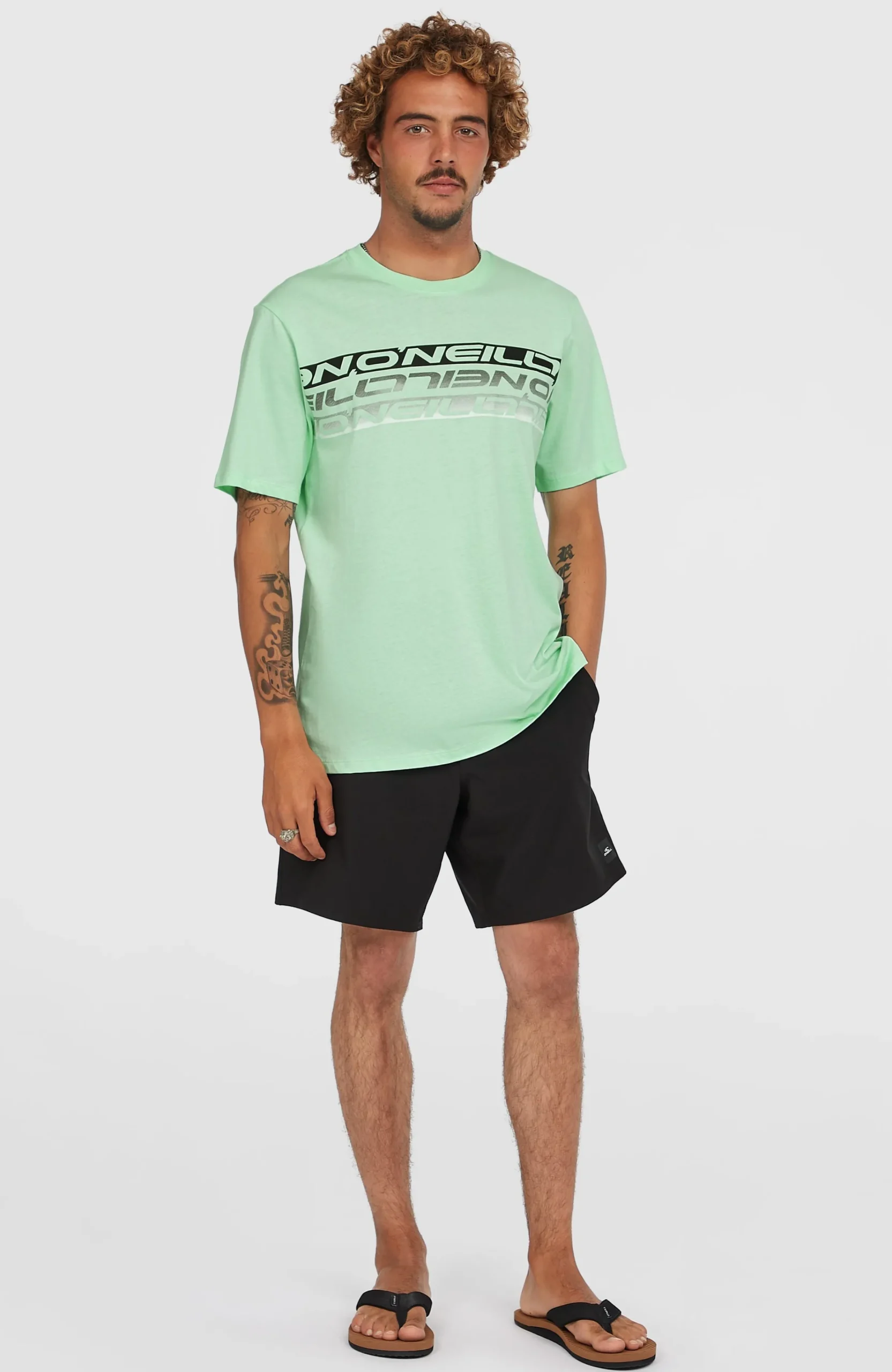 Homme O'Neill T-Shirts|Protection Anti-Uv-HommesT-shirt Stripe| Vert